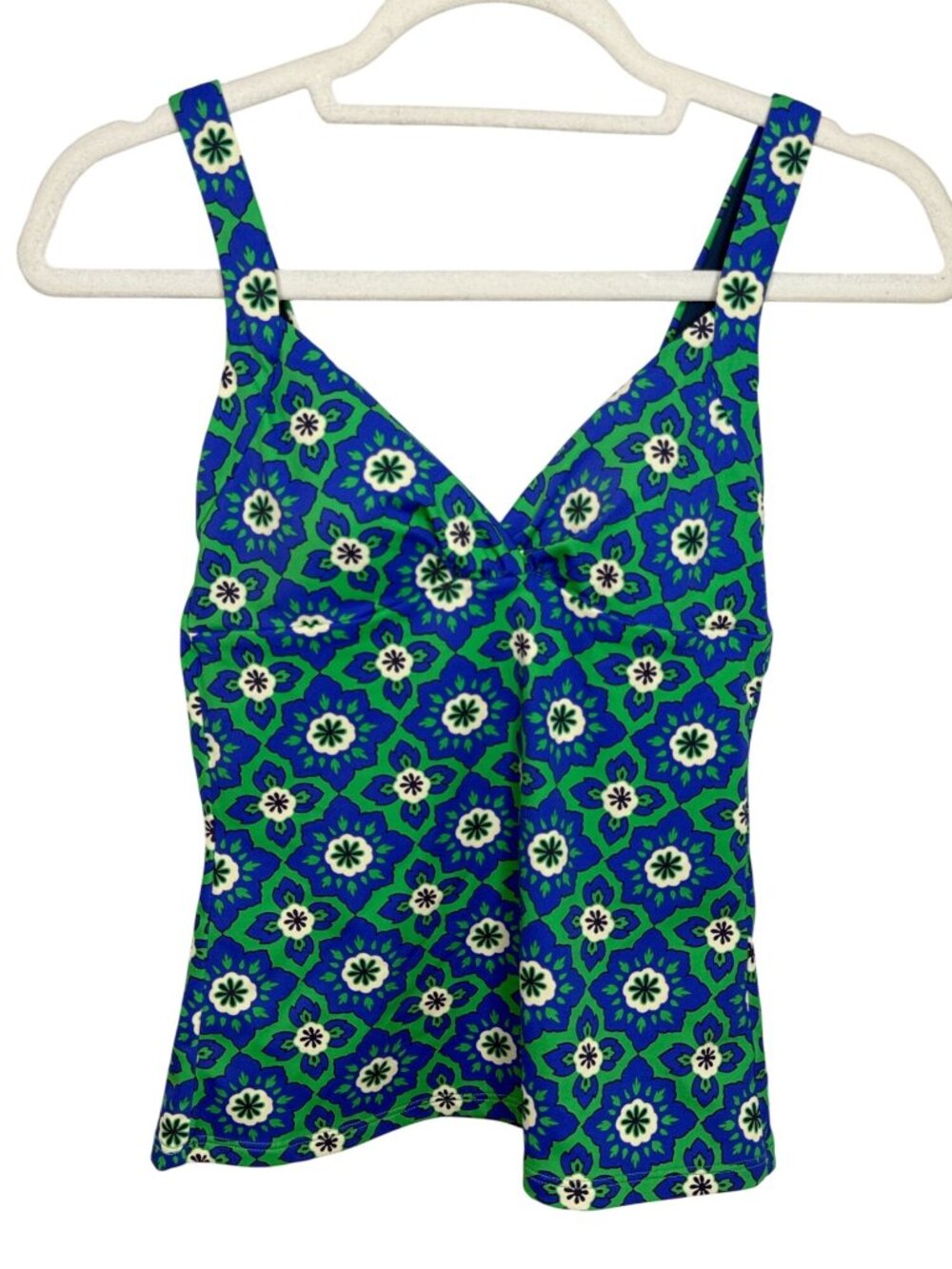 Boden Floral Tankini Top Womens Size 4 Green Blue Padded Swim